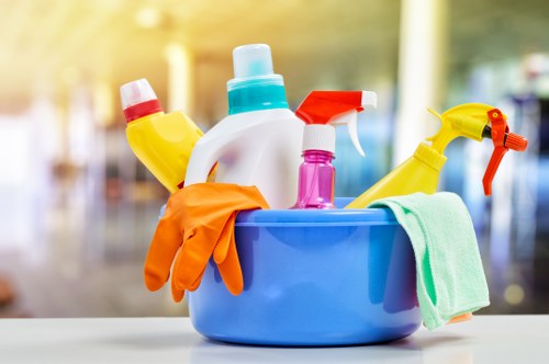Carpet cleaning team preparing equipment safely in Kentishtown